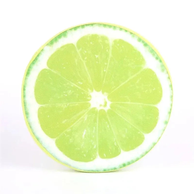 Coussin décoratif citron vert sur siège ergonomique.