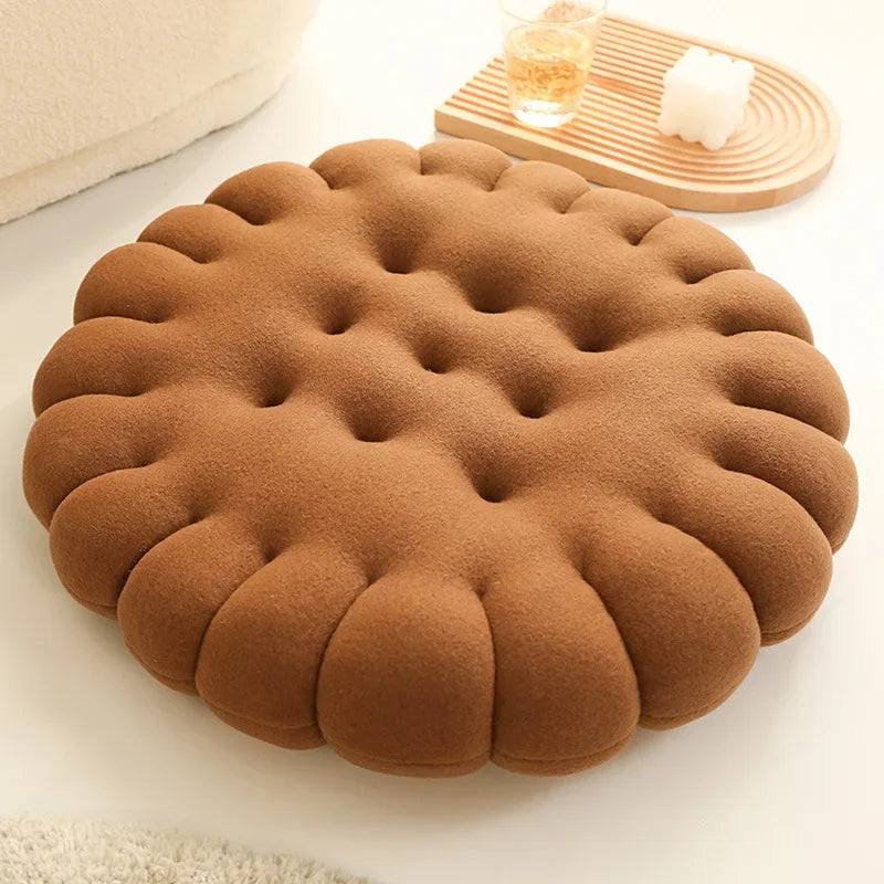 Coussin rond motif biscuit appétissant