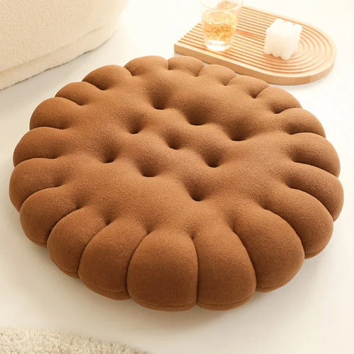 Coussin rond motif biscuit appétissant