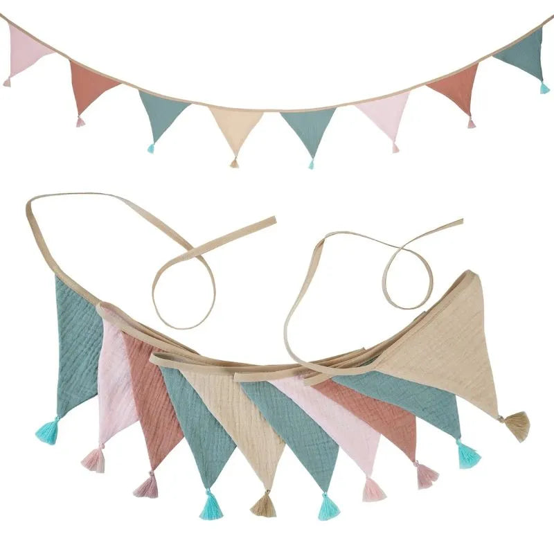 Gros plan texture tissu fanion Printemps Lin sur mur pastel