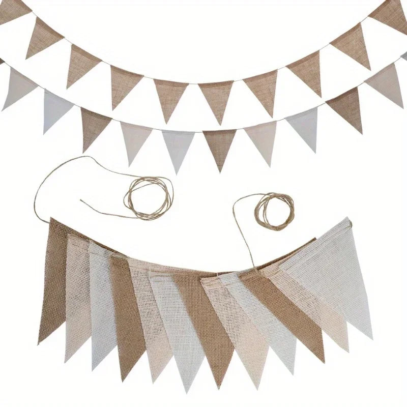 Guirlande fanions lin jaune décorative mariage