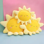 Coussin Soleil en Peluche Douce Jaune
