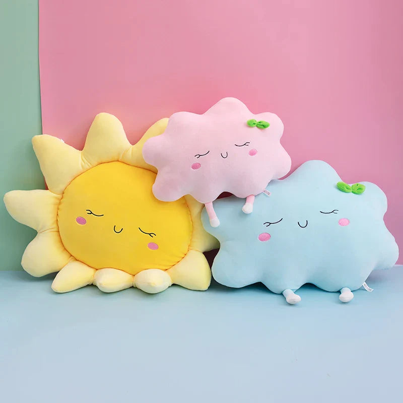 Coussin Soleil en Peluche Douce Jaune