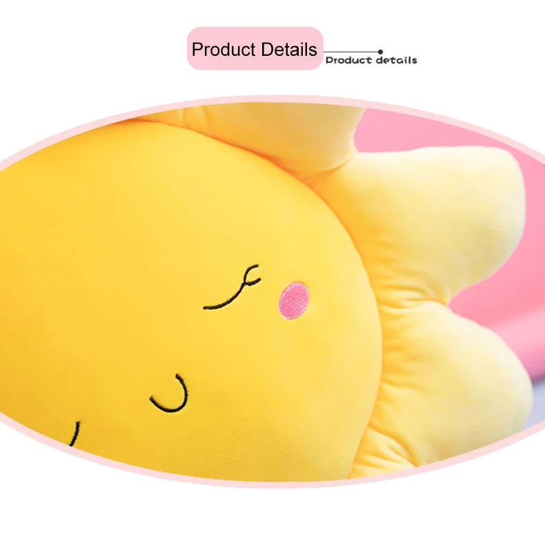Coussin Soleil en Peluche Douce Jaune