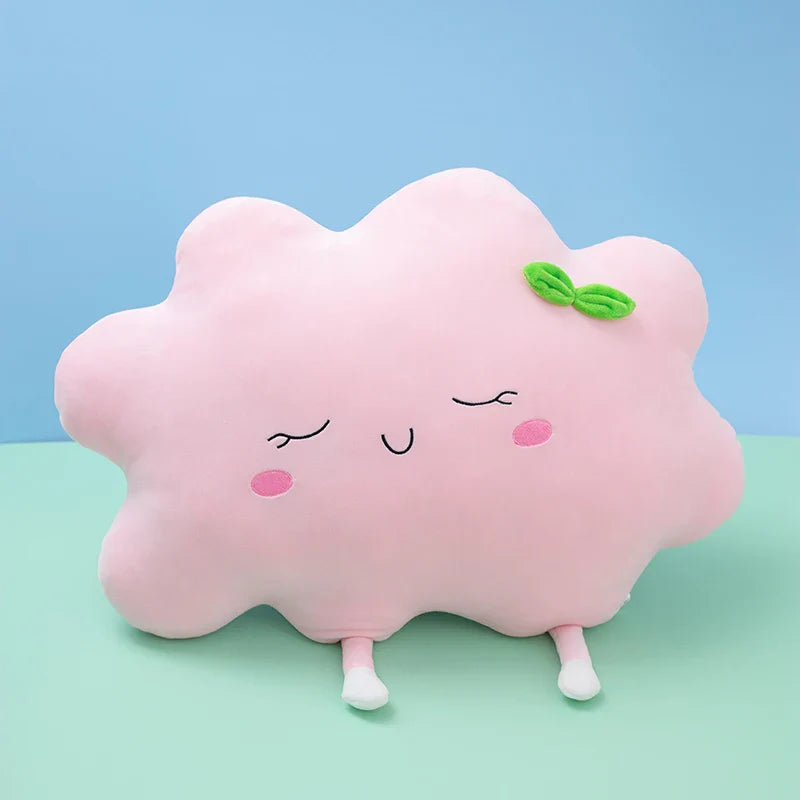 Coussin Peluche Nuage Souriant Pastel - Coton Doux