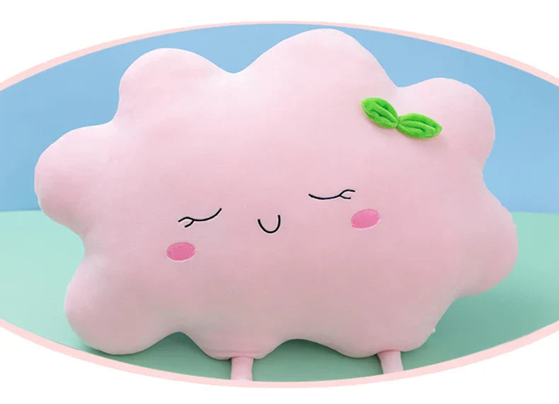 Coussin Peluche Nuage Souriant Pastel - Coton Doux