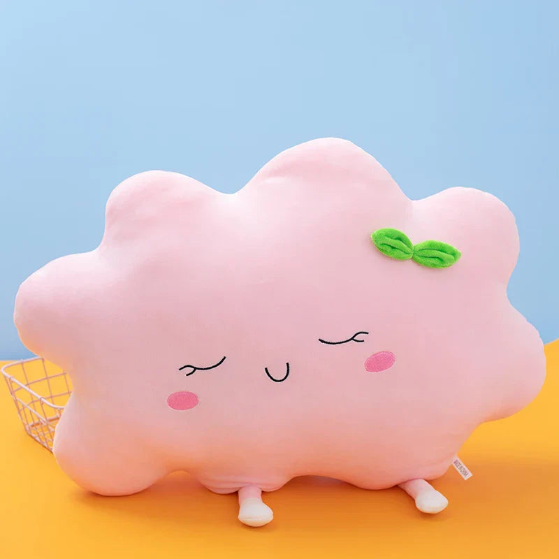 Coussin Peluche Nuage Souriant Pastel - Coton Doux
