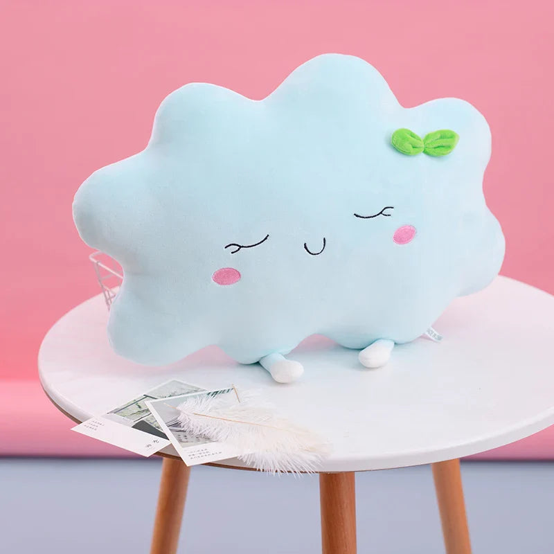 Coussin Peluche Nuage Souriant Pastel - Coton Doux