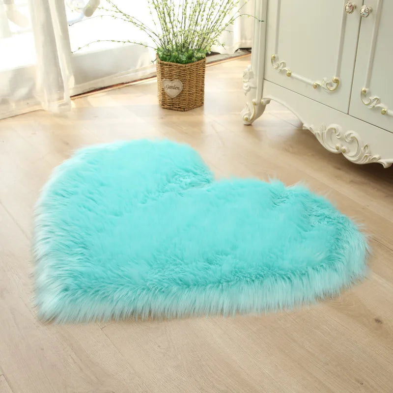 Tapis Pelucheux Forme Coeur Lavable Poils Long