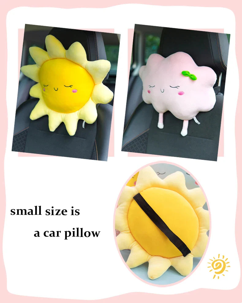 Coussin Soleil en Peluche Douce Jaune