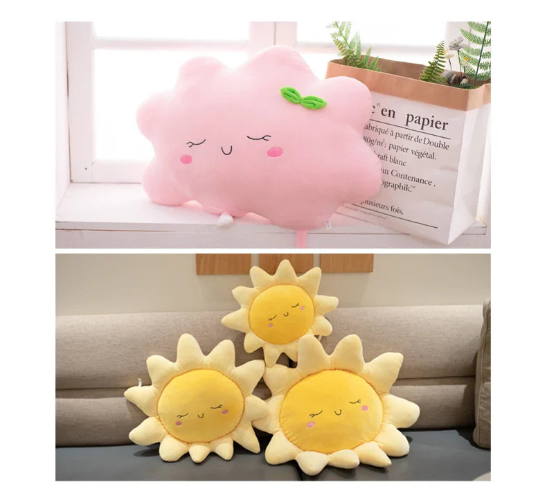 Coussin Soleil en Peluche Douce Jaune
