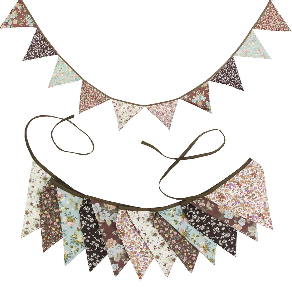 Guirlande à Fanions Vintage En Tissu Motif Fleur
