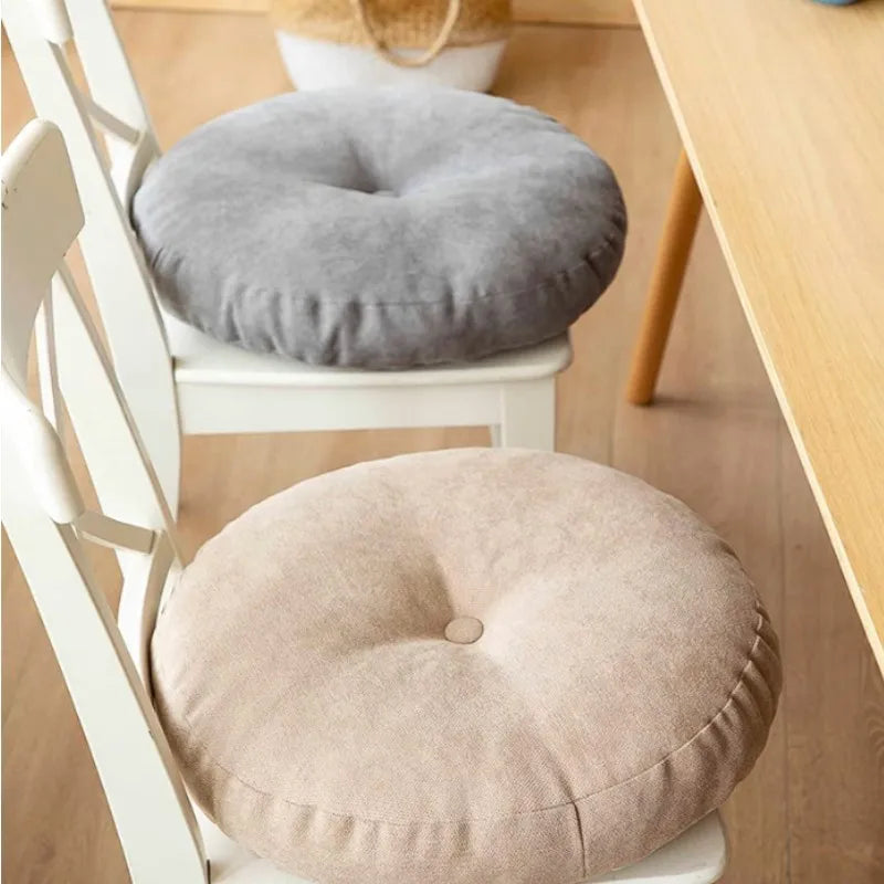 Coussin de Sol Rond en Lin - Style Japonais pour Coin Lecture