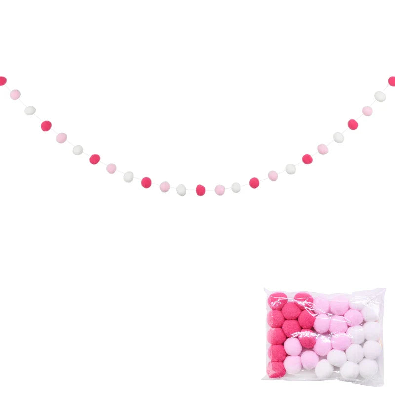 Guirlande de Pompons en Feutre Noir et Blanc - 2m - Décoration Tipi
