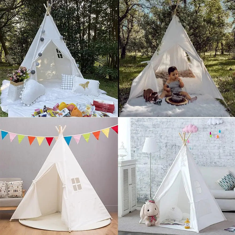 Tipi Enfant en Coton Blanc - Style Scandinave avec Fenêtre