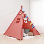 Tipi Enfant en Toile de Coton Rose - 160cm - Cabane de Jeu Pliable