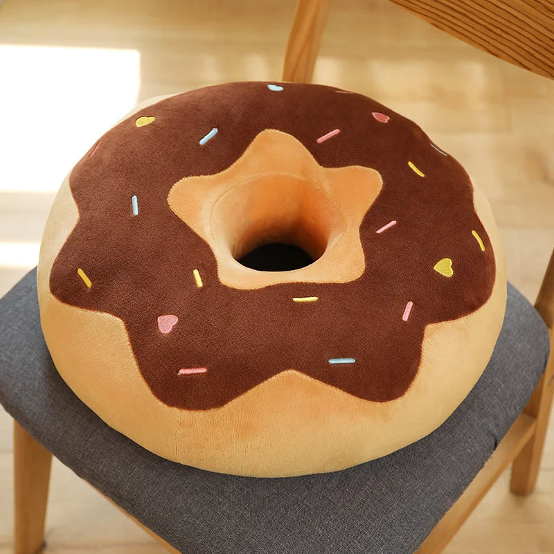 Coussin Donut Géant en Peluche Chocolat - 40cm