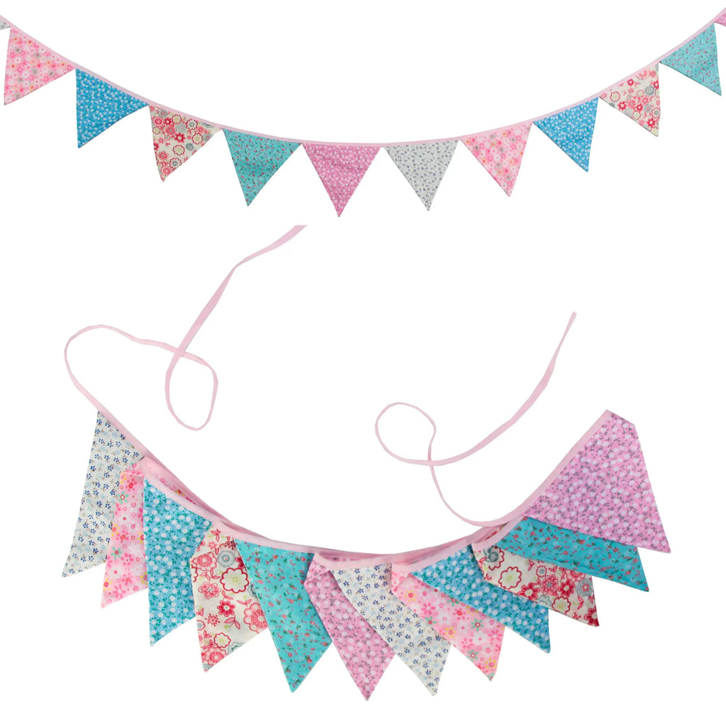 Guirlande à Fanions Vintage En Tissu Motif Fleur