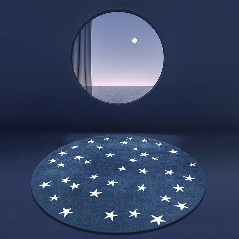 Tapis Rond Enfant Étoiles - Lavable & Doux - Ø 160cm
