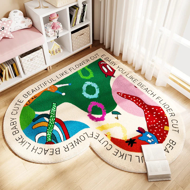 Tapis Chambre Enfant Forme Cœur - Doux & Antidérapant