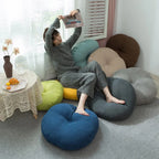 Coussin de Sol Rond en Lin - Style Japonais pour Coin Lecture