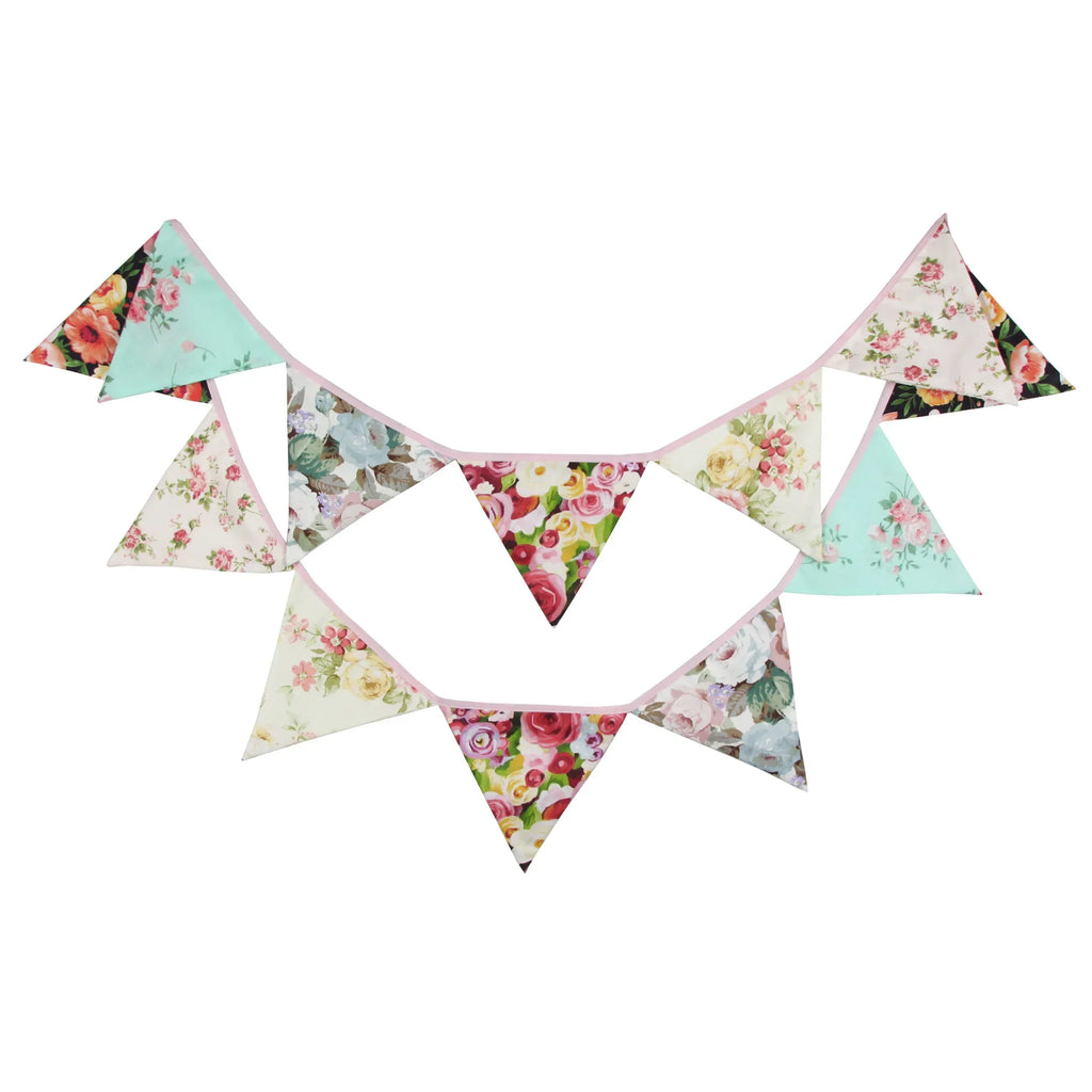 Guirlande à Fanions Vintage En Tissu Motif Fleur