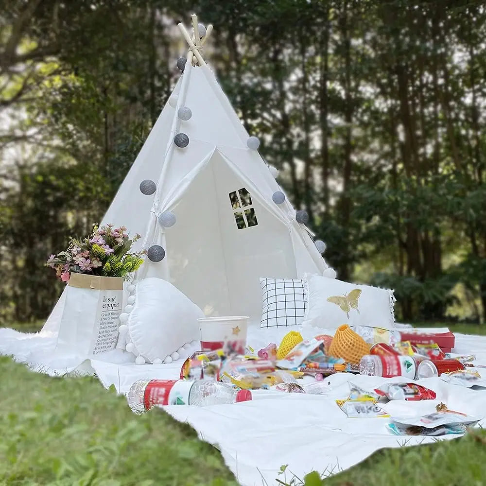Tipi Enfant en Coton Blanc - Style Scandinave avec Fenêtre