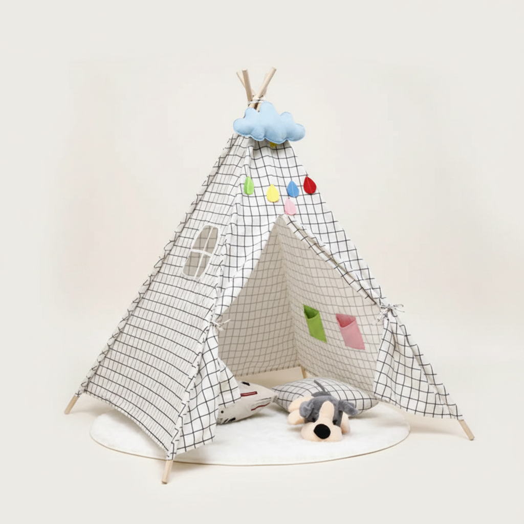 Tente tipi scandinave noir et blanc 160cm