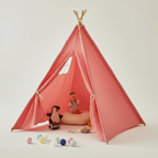 Tipi Enfant Rose en Coton Intérieur avec Fenêtre Style Scandinave 135cm
