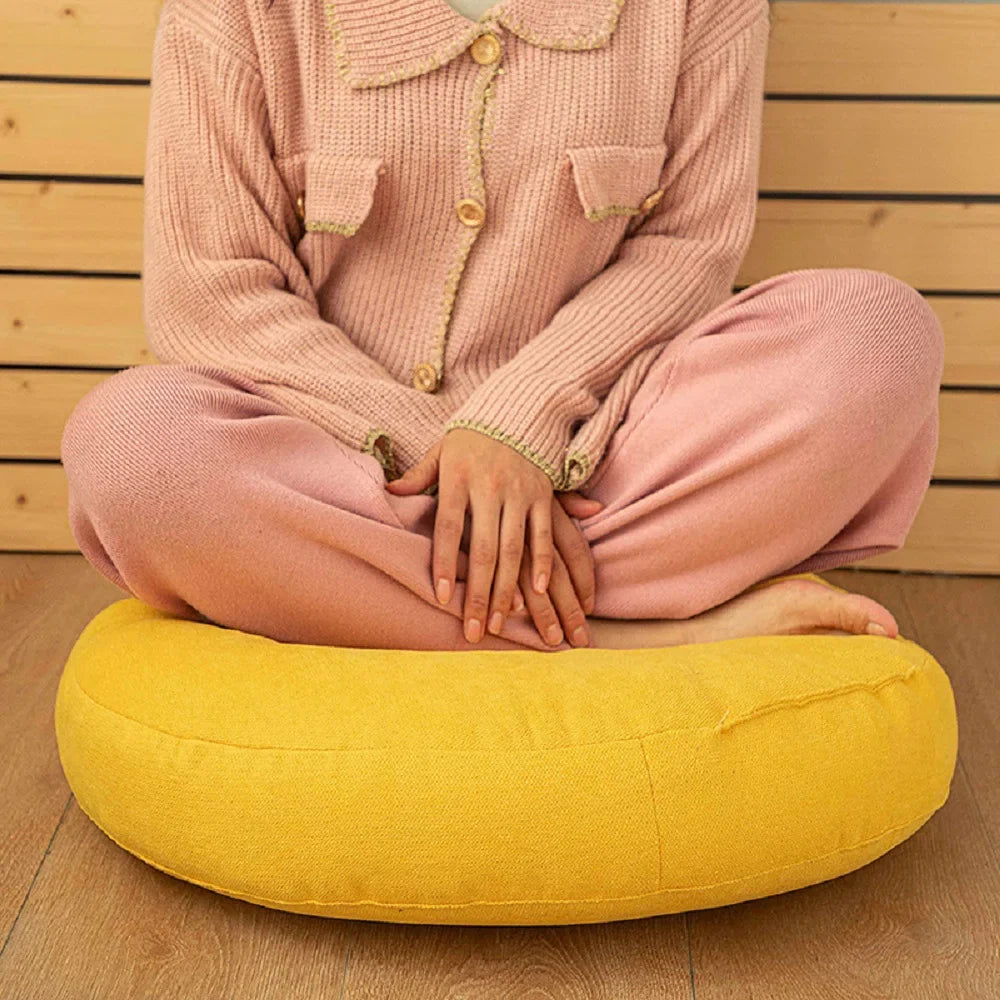Coussin de Sol Rond en Lin - Style Japonais pour Coin Lecture