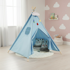 Tente Tipi Enfant en Toile de Coton Bleu 1.6m