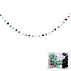 Guirlande de Pompons en Laine 2m - Vert Menthe, Gris et Noir