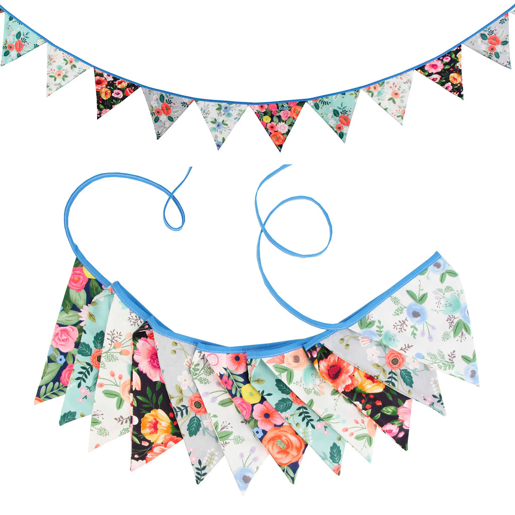 Guirlande à Fanions Vintage En Tissu Motif Fleur