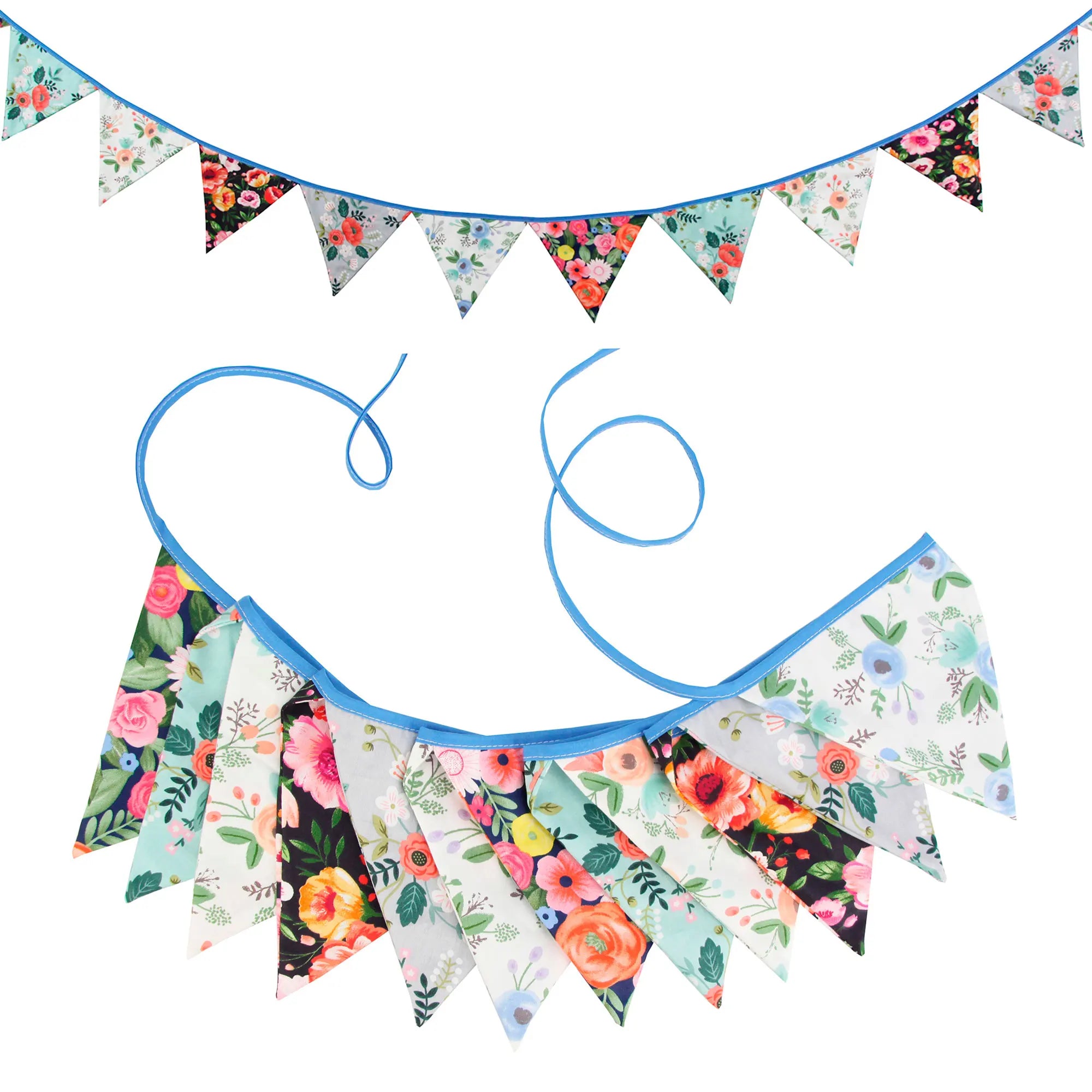 Guirlande à Fanions Vintage En Tissu Motif Fleur