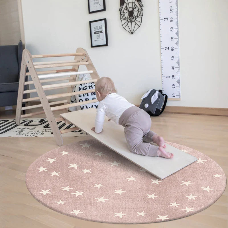 Tapis Rond Enfant Étoiles - Lavable & Doux - Ø 160cm