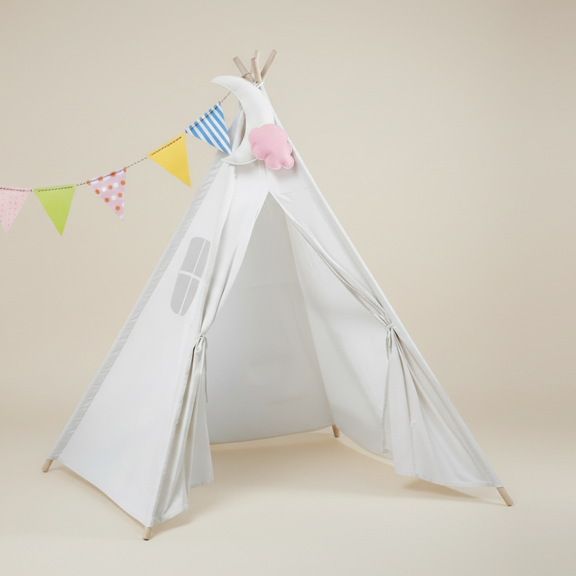 Tipi Enfant en Coton Blanc - Style Scandinave avec Fenêtre