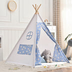 Tipi Blanc Bleu Motif Lapin 135cm