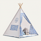 Tipi Blanc Bleu Motif Lapin 135cm