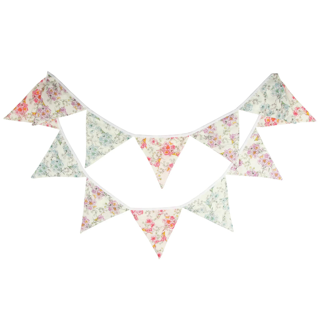 Guirlande à Fanions Vintage En Tissu Motif Fleur