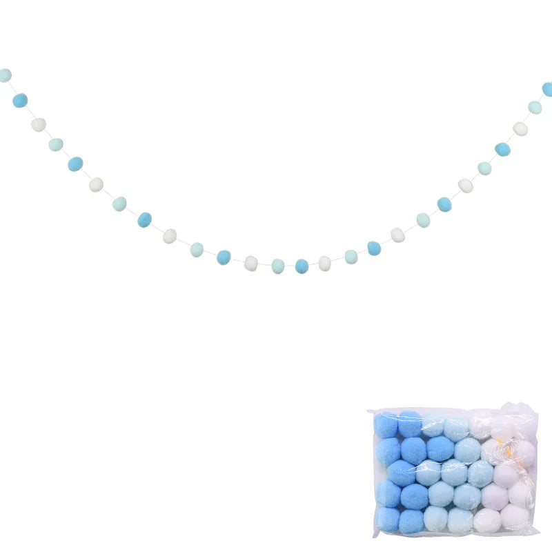 Guirlande de Pompons en Feutre Noir et Blanc - 2m - Décoration Tipi
