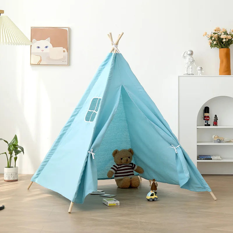 Tente Tipi Enfant Bleu Ciel avec Fenêtre 1.35m
