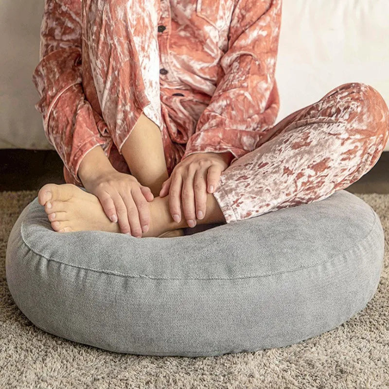 Coussin de Sol Rond en Lin - Style Japonais pour Coin Lecture