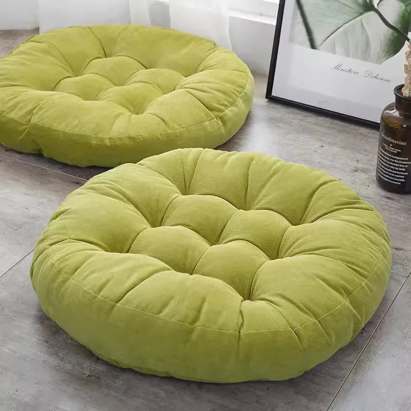 Coussin de Sol Rond en Velours Côtelé