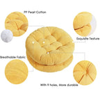 Coussin de Sol Rond en Velours Côtelé