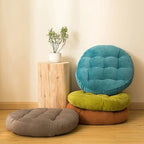 Coussin de Sol Rond en Velours Côtelé