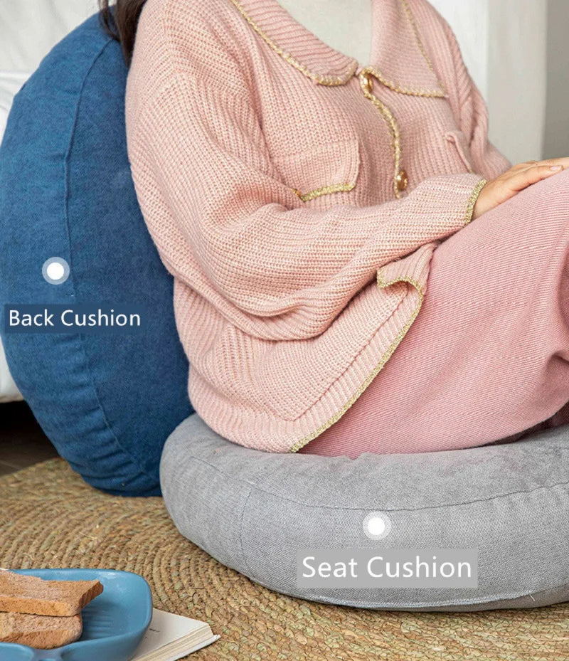 Coussin de Sol Rond en Lin - Style Japonais pour Coin Lecture