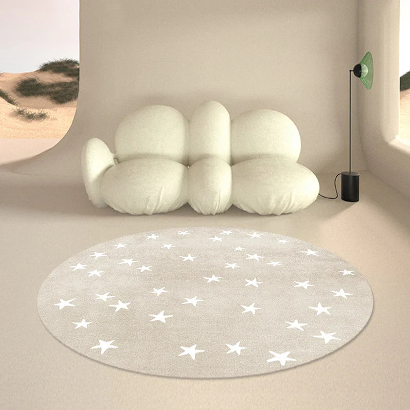Tapis Rond Enfant Étoiles - Lavable & Doux - Ø 160cm