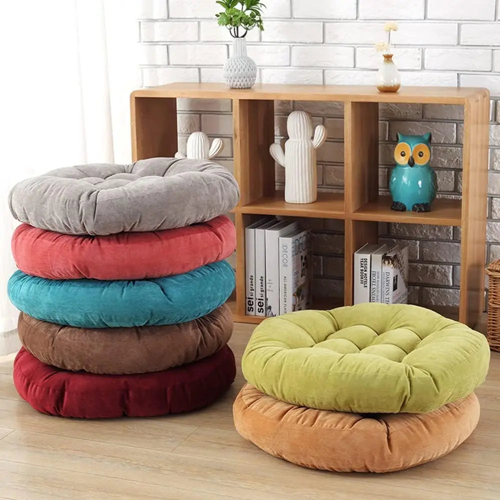 Coussin de Sol Rond en Velours Côtelé