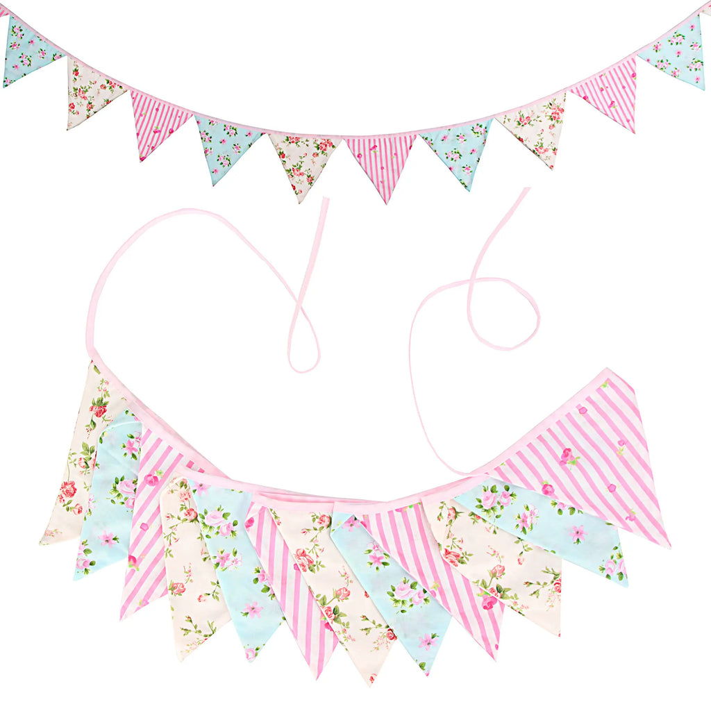 Guirlande à Fanions Vintage En Tissu Motif Fleur