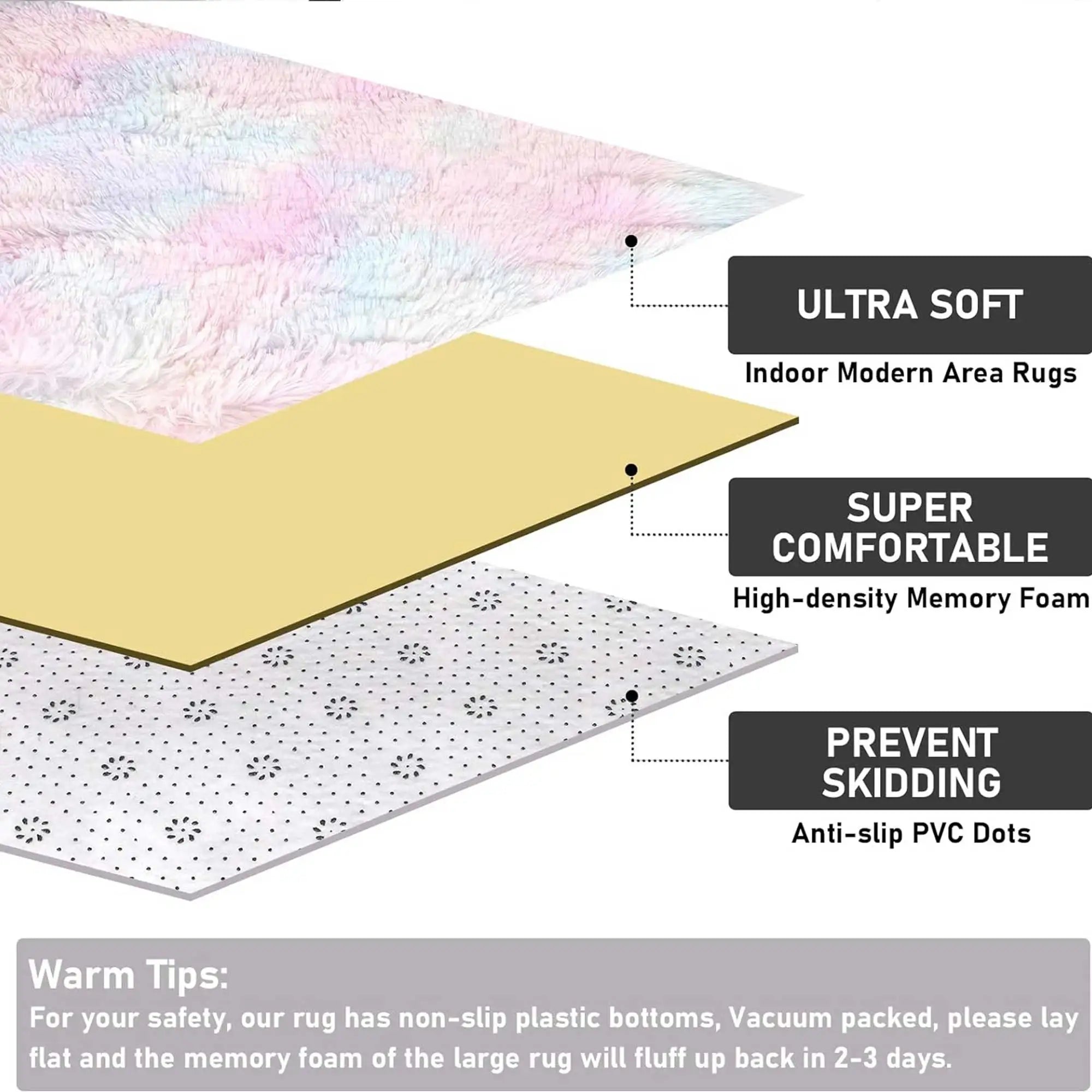 Tapis pour Tipi Moelleux à Poils Longs Antidérapant